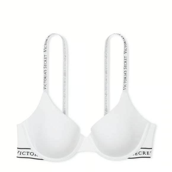 NWTVictoria's Secret Classic White Bra Sz 32B Logo Push-up Bra - Picture 1 of 6